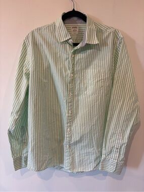 Bonobos Light Green and White Striped Button-Down Shirt